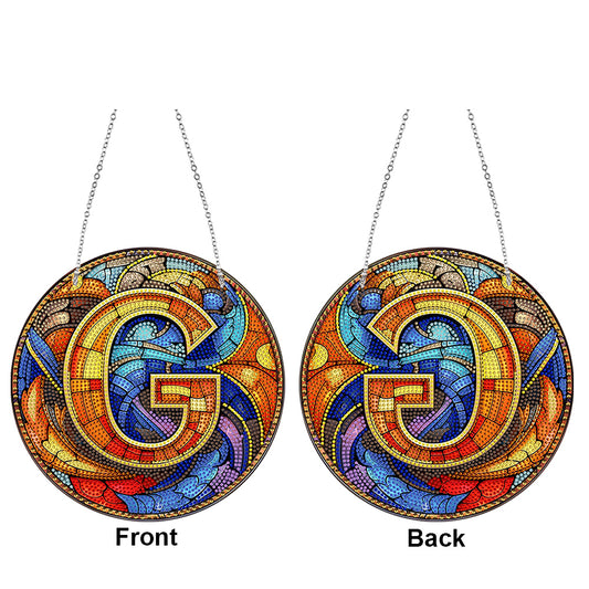 Double Sided Letter G Suncatcher Diamond Drawing Hanging Ornament for Home Decor