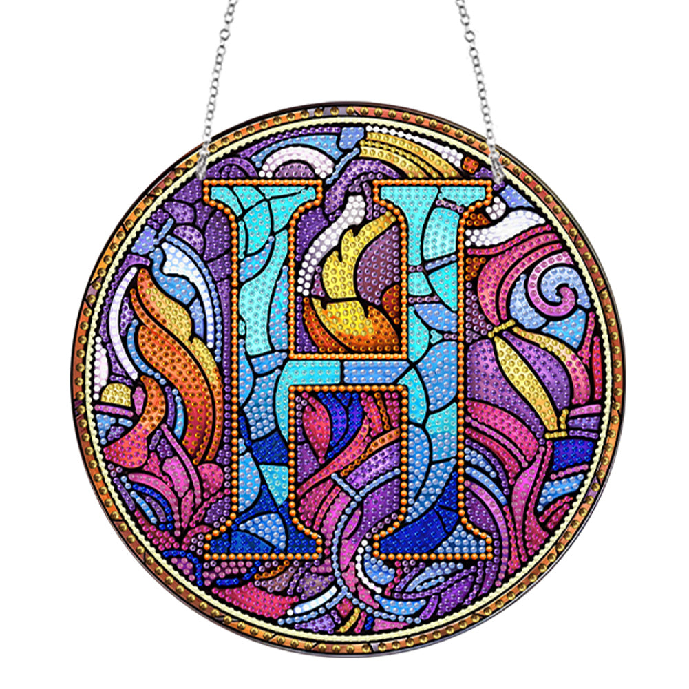 Double Sided Letter H Suncatcher Diamond Drawing Hanging Ornament for Home Decor