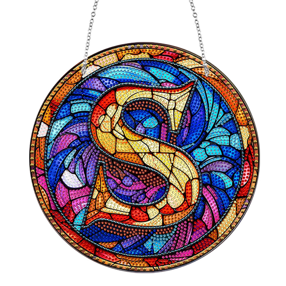 Double Sided Letter S Suncatcher Diamond Drawing Hanging Ornament for Home Decor