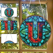 Load image into Gallery viewer, Double Sided Letter U Suncatcher Diamond Drawing Hanging Ornament for Home Decor
