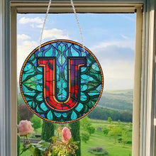 Load image into Gallery viewer, Double Sided Letter U Suncatcher Diamond Drawing Hanging Ornament for Home Decor
