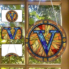 Load image into Gallery viewer, Double Sided Letter V Suncatcher Diamond Drawing Hanging Ornament for Home Decor
