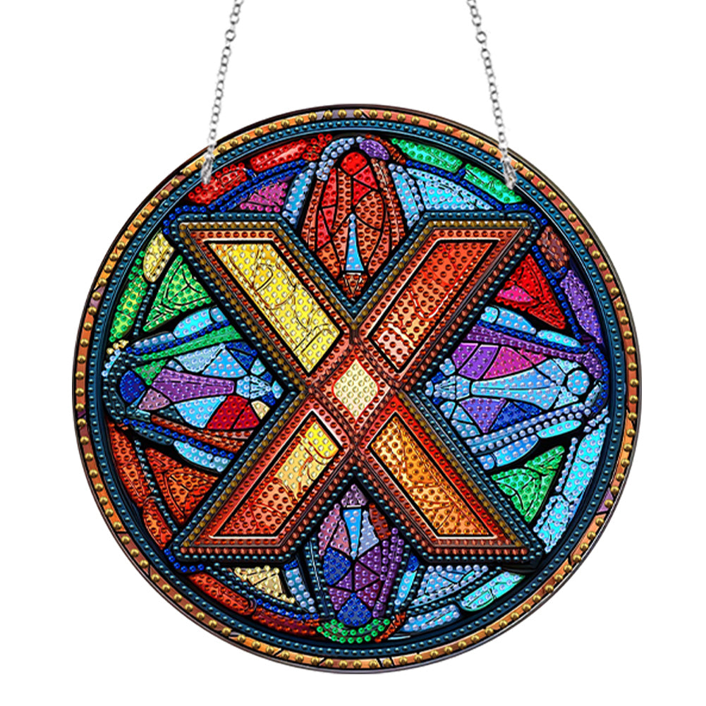 Double Sided Letter X Suncatcher Diamond Drawing Hanging Ornament for Home Decor