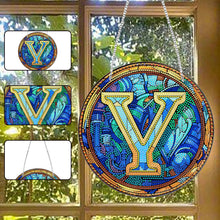 Load image into Gallery viewer, Double Sided Letter Y Suncatcher Diamond Drawing Hanging Ornament for Home Decor

