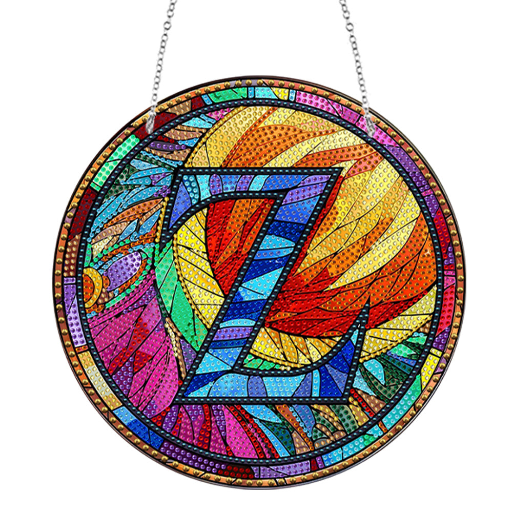 Double Sided Letter Z Suncatcher Diamond Drawing Hanging Ornament for Home Decor
