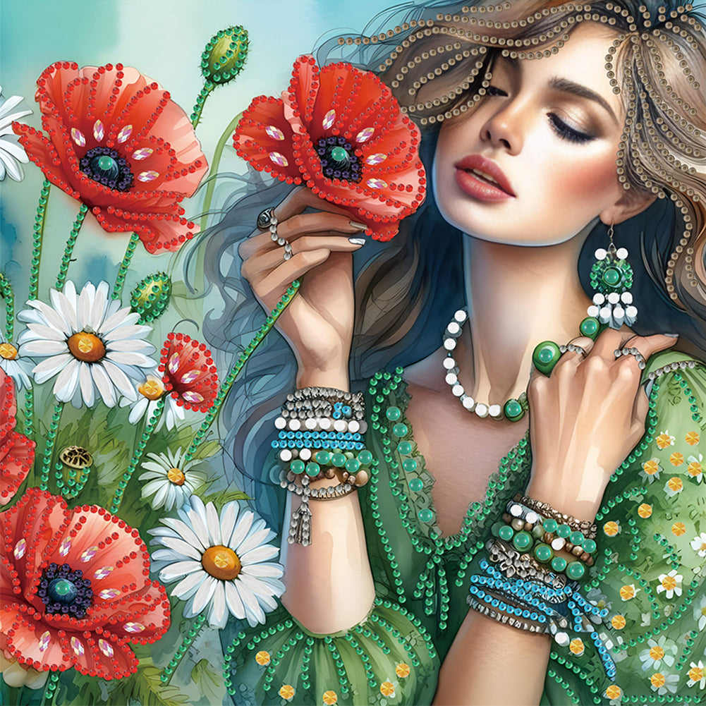 Diamond Painting - Partial Special Shaped - Flower beauty (30*30CM)