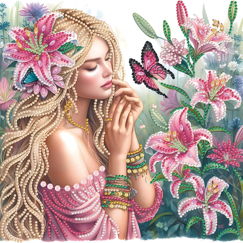 Diamond Painting - Partial Special Shaped - Flower beauty (30*30CM)