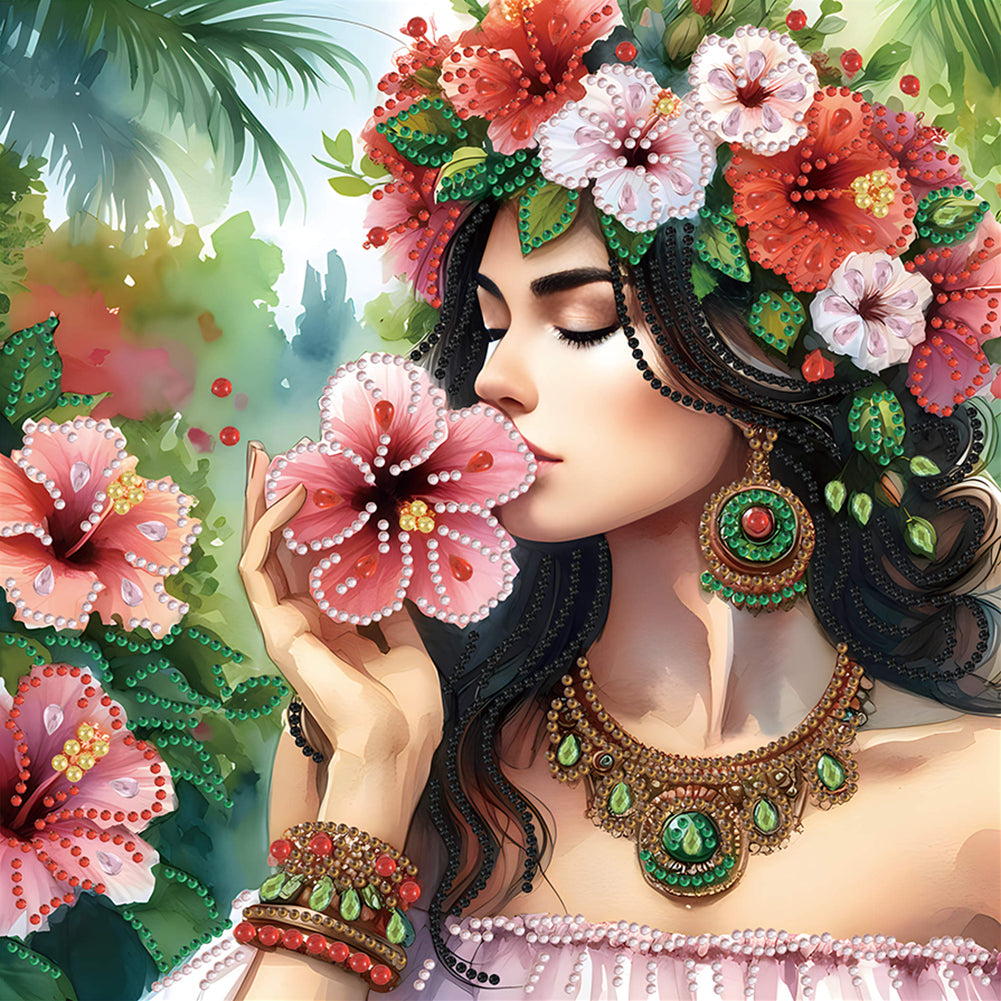 Diamond Painting - Partial Special Shaped - Flower beauty (30*30CM)