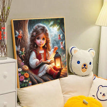Load image into Gallery viewer, Diamond Painting - Full Round - Little girl reading with a lamp (40*40CM)
