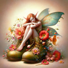Load image into Gallery viewer, Diamond Painting - Full Round - Elf girl sitting on shoes (30*30CM)
