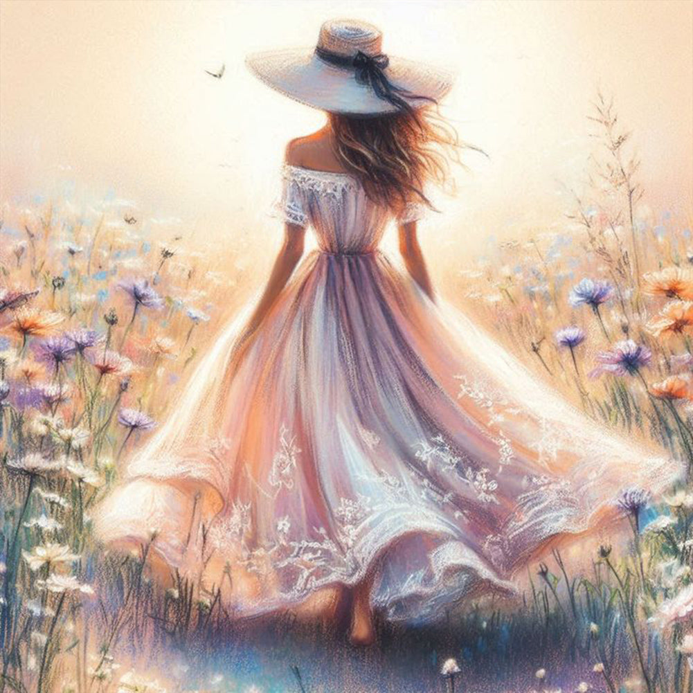 Diamond Painting - Full Round - Elegant woman at the seaside (30*30CM)