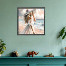 Load image into Gallery viewer, Diamond Painting - Full Round - Elegant woman at the seaside (30*30CM)
