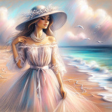 Load image into Gallery viewer, Diamond Painting - Full Round - Elegant woman at the seaside (30*30CM)
