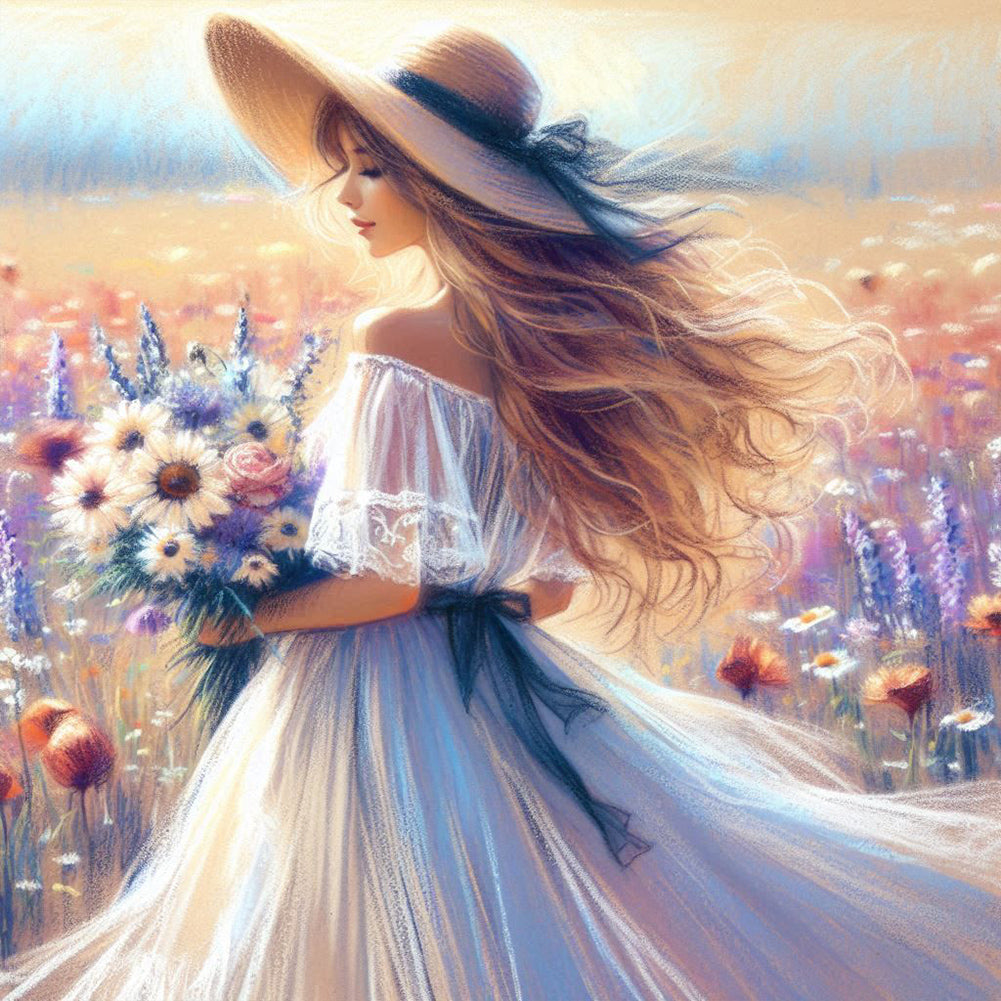 Diamond Painting - Full Round - Elegant woman at the seaside (30*30CM)