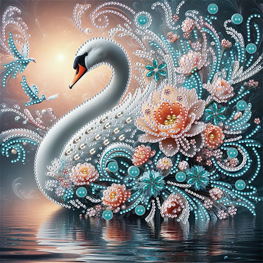 Diamond Painting - Partial Special Shaped - Swan (30*30CM)