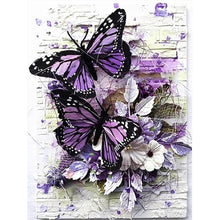 Load image into Gallery viewer, 4pcs Round Diamond Painting Set - Beautiful butterfly (30*40CM)
