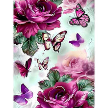 Load image into Gallery viewer, 4pcs Round Diamond Painting Set - Beautiful butterfly (30*40CM)
