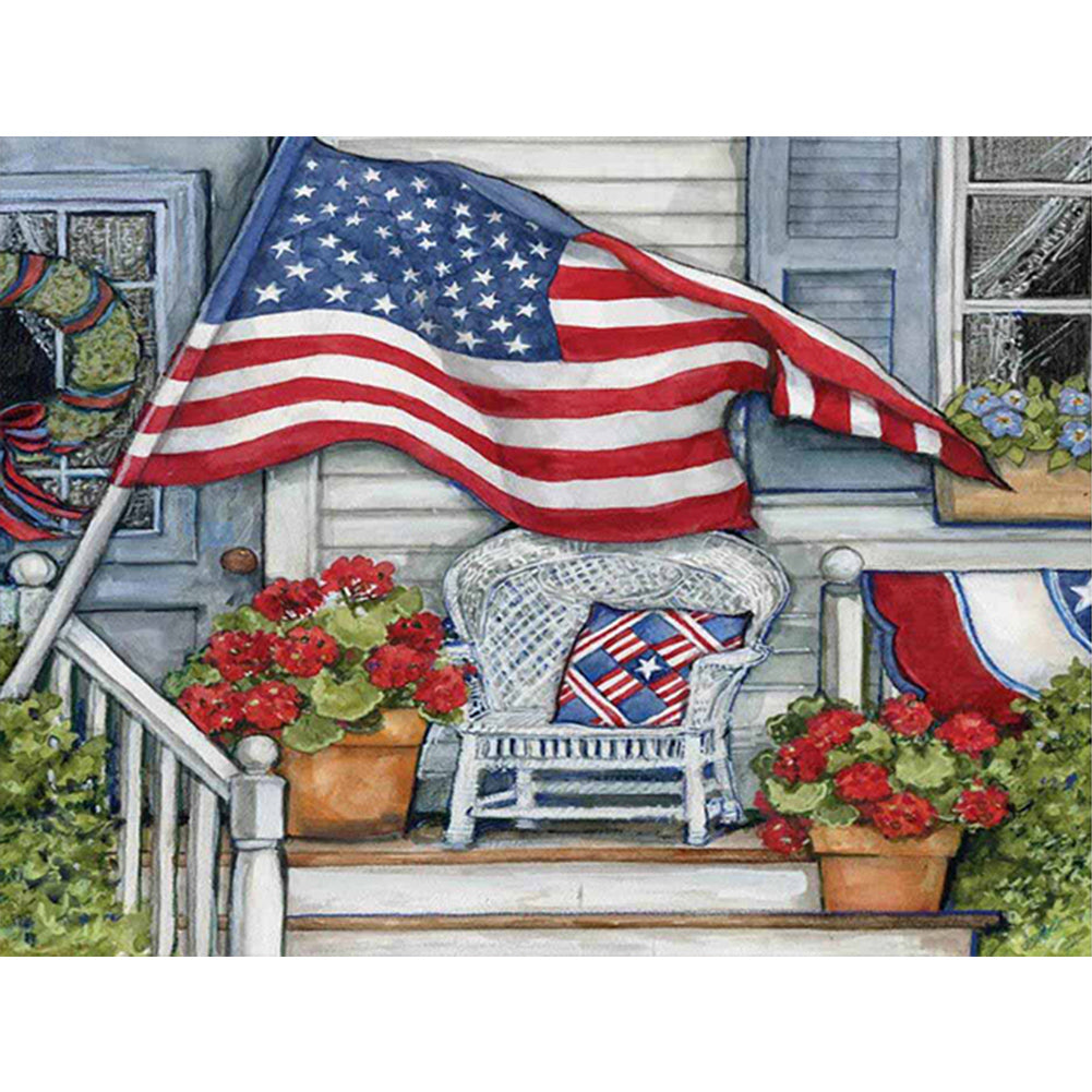 Diamond Painting - Full Round - Flag front porch (40*30CM)