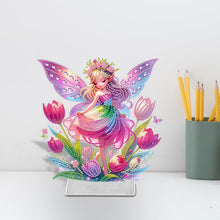 Load image into Gallery viewer, Acrylic Special Shaped Butterfly Fairy Flower Diamond Painting Tabletop Ornament
