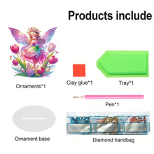 Load image into Gallery viewer, Acrylic Special Shaped Butterfly Fairy Flower Diamond Painting Tabletop Ornament

