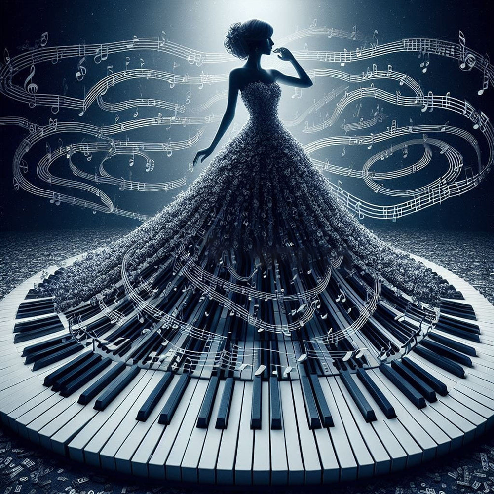 Diamond Painting - Full Round - Piano girl (40*40CM)