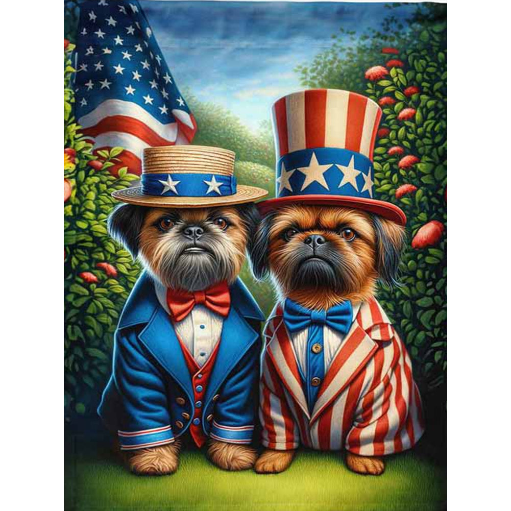 Diamond Painting - Full Round - Independence Day Dog (30*40CM)