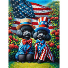 Load image into Gallery viewer, Diamond Painting - Full Round - Silver Poodle and Flag (30*40CM)
