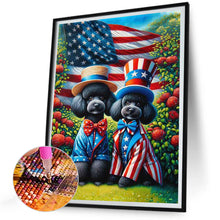 Load image into Gallery viewer, Diamond Painting - Full Round - Silver Poodle and Flag (30*40CM)
