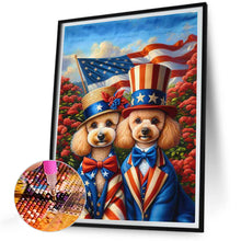 Load image into Gallery viewer, Diamond Painting - Full Round - American Poodle and Flag (30*40CM)
