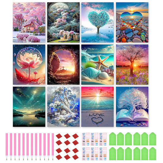 12pcs Round Diamond Painting Set - Suit