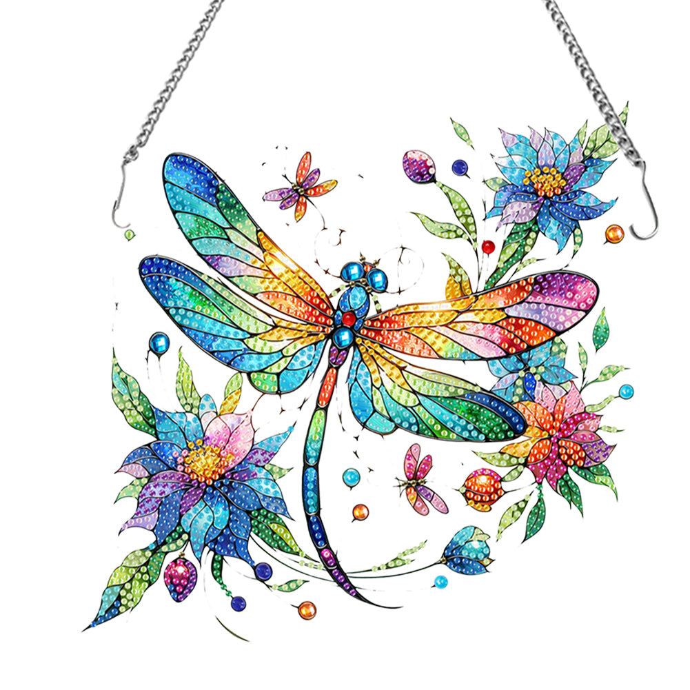 Acrylic Dragonfly Diamond Painting Decor DIY Diamond Art Pendant for Wall Window