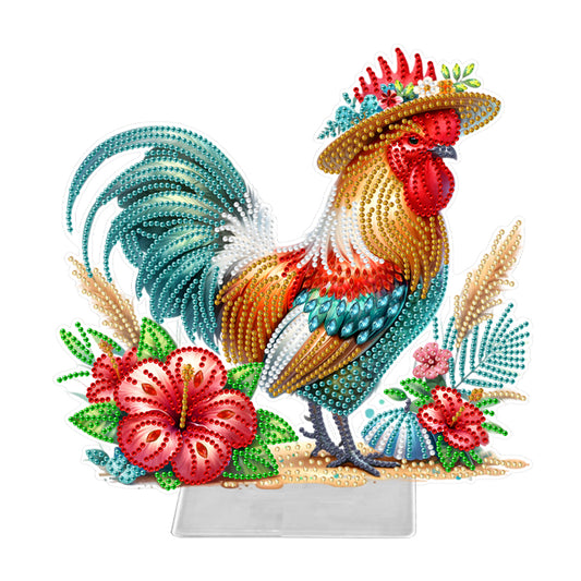 Rooster Acrylic Special Shape Diamond Painting Desktop Ornaments for Home Decor