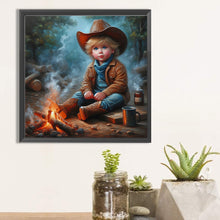 Load image into Gallery viewer, Diamond Painting - Full Square - Boy warming himself by fire (30*30CM)
