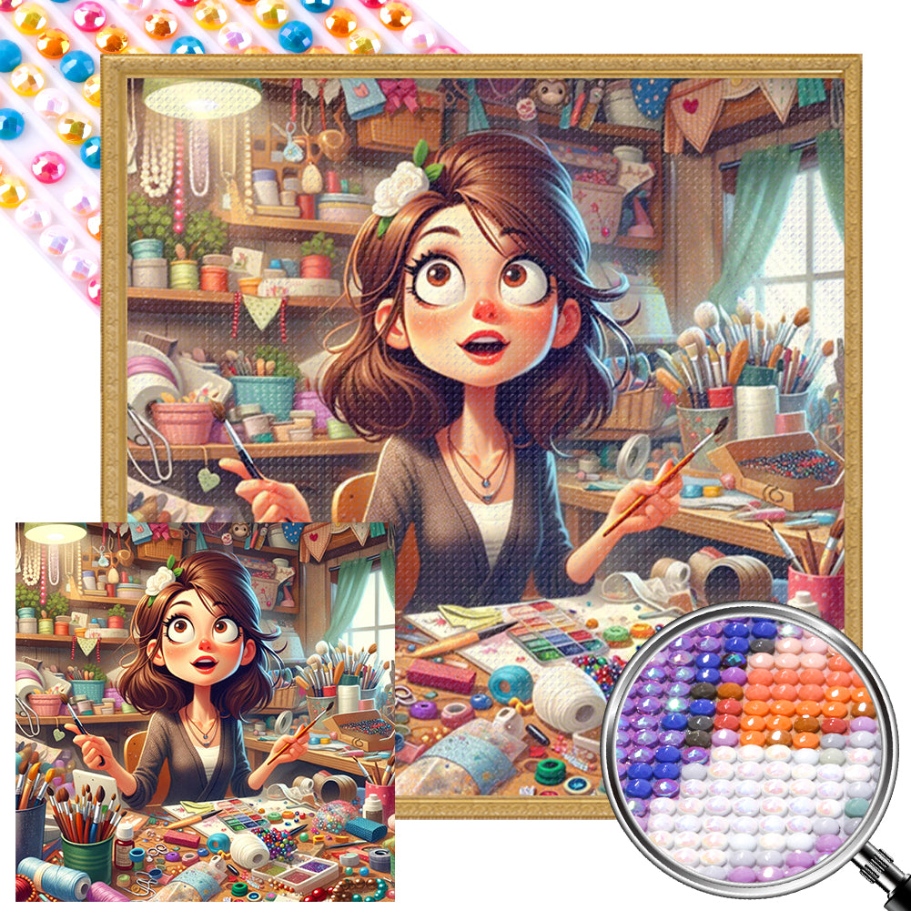 AB Diamond Painting - Full Round - Artistic Creation Girl (40*40CM)