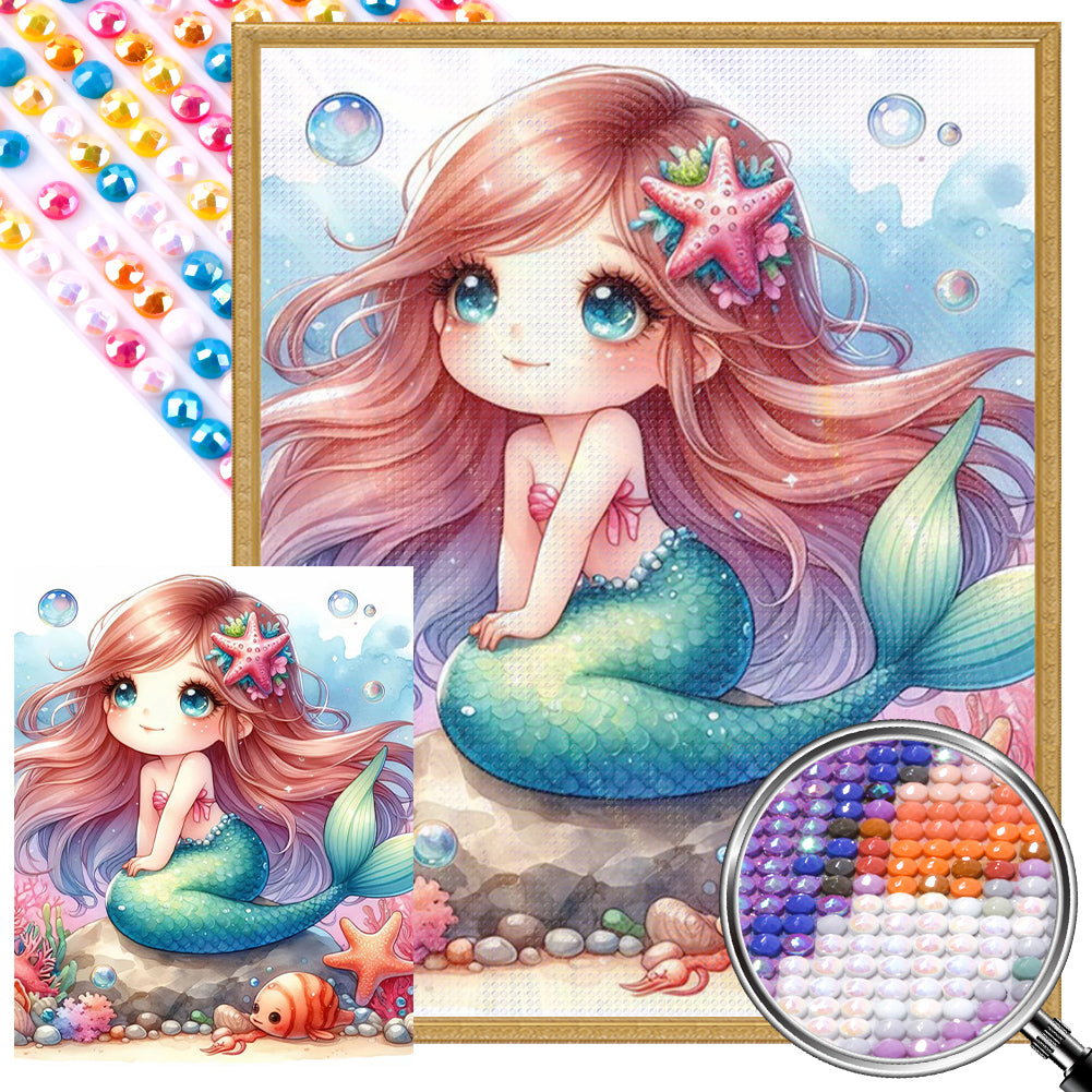 AB Diamond Painting - Full Round - Cartoon Mermaid Girl (40*50CM)