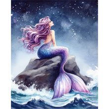 Load image into Gallery viewer, AB Diamond Painting - Full Round - Mermaid Girl Under Night Sky (40*50CM)
