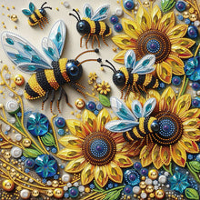 Load image into Gallery viewer, Diamond Painting - Partial Special Shaped - Bee sunflower (40*40CM)
