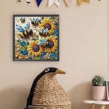 Load image into Gallery viewer, Diamond Painting - Partial Special Shaped - Bee sunflower (40*40CM)
