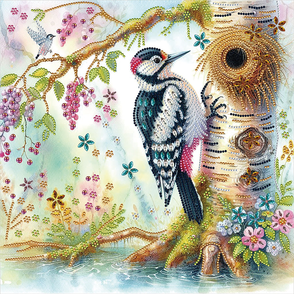 Diamond Painting - Partial Special Shaped - Woodpecker (40*40CM)