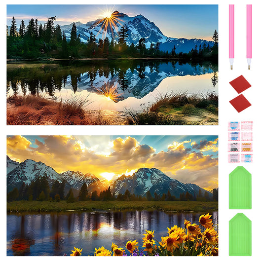 2pcs Round Diamond Painting Set - Landscape (70*40CM)