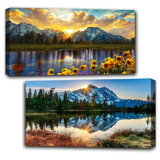 2pcs Round Diamond Painting Set - Landscape (70*40CM)