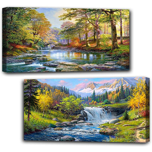 2pcs Round Diamond Painting Set - Landscape (70*40CM)