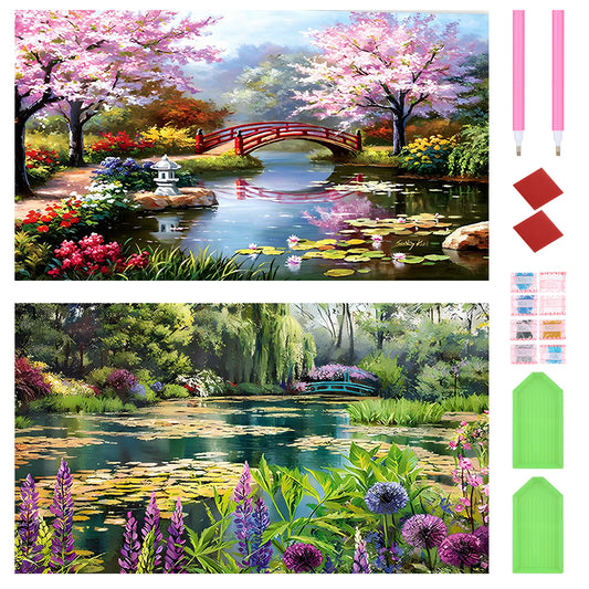 2pcs Round Diamond Painting Set - Landscape (70*40CM)