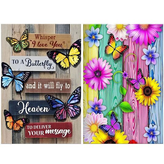 2pcs Round Diamond Painting Set - Flying butterfly (40*60CM)