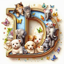 Load image into Gallery viewer, Diamond Painting - Full Round - Animal letter D (30*30CM)
