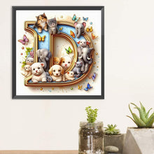 Load image into Gallery viewer, Diamond Painting - Full Round - Animal letter D (30*30CM)
