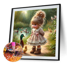 Load image into Gallery viewer, Diamond Painting - Full Round - Girl and duck (40*40CM)
