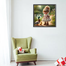 Load image into Gallery viewer, Diamond Painting - Full Round - Girl and duck (40*40CM)
