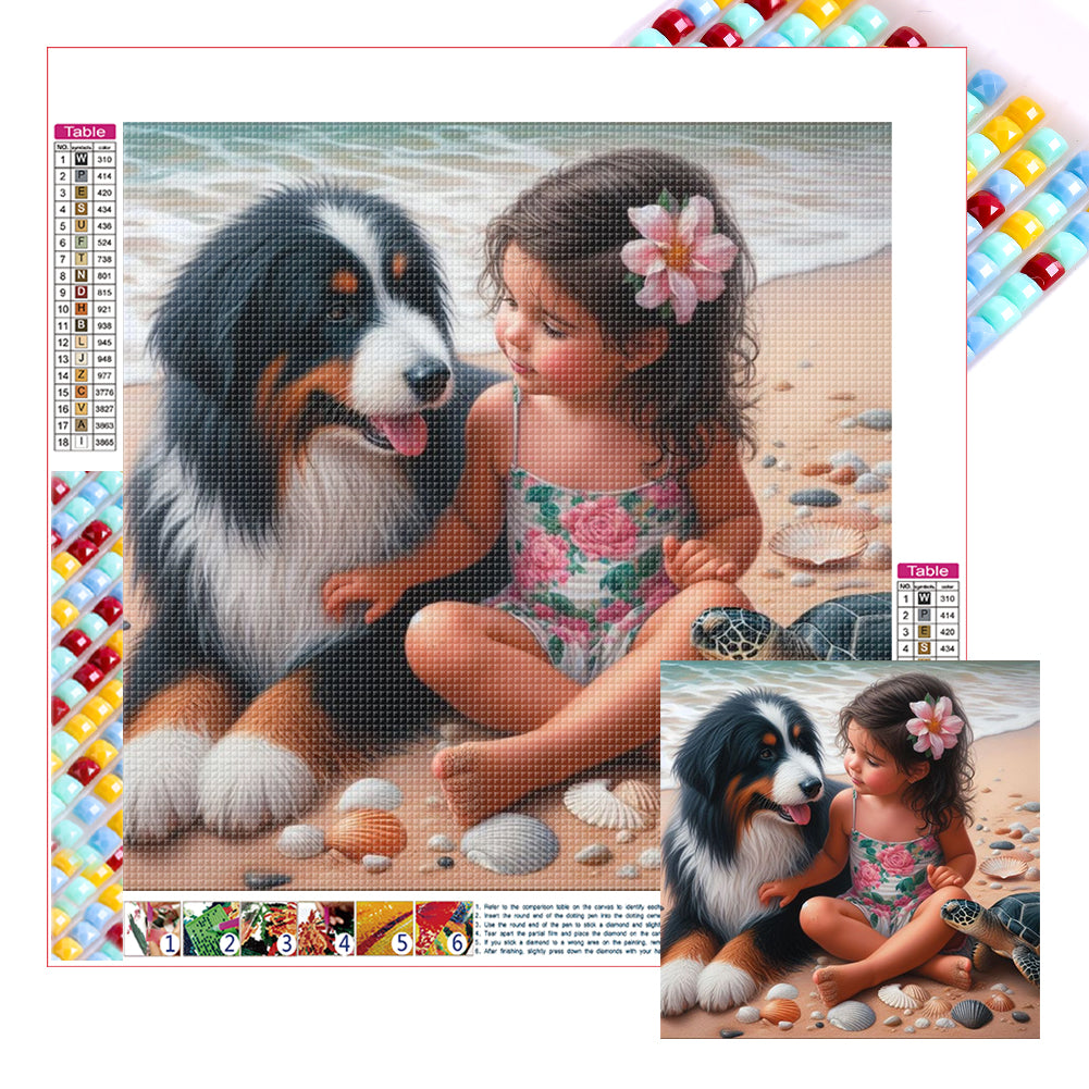 Diamond Painting - Full Square - Dog girl (40*40CM)