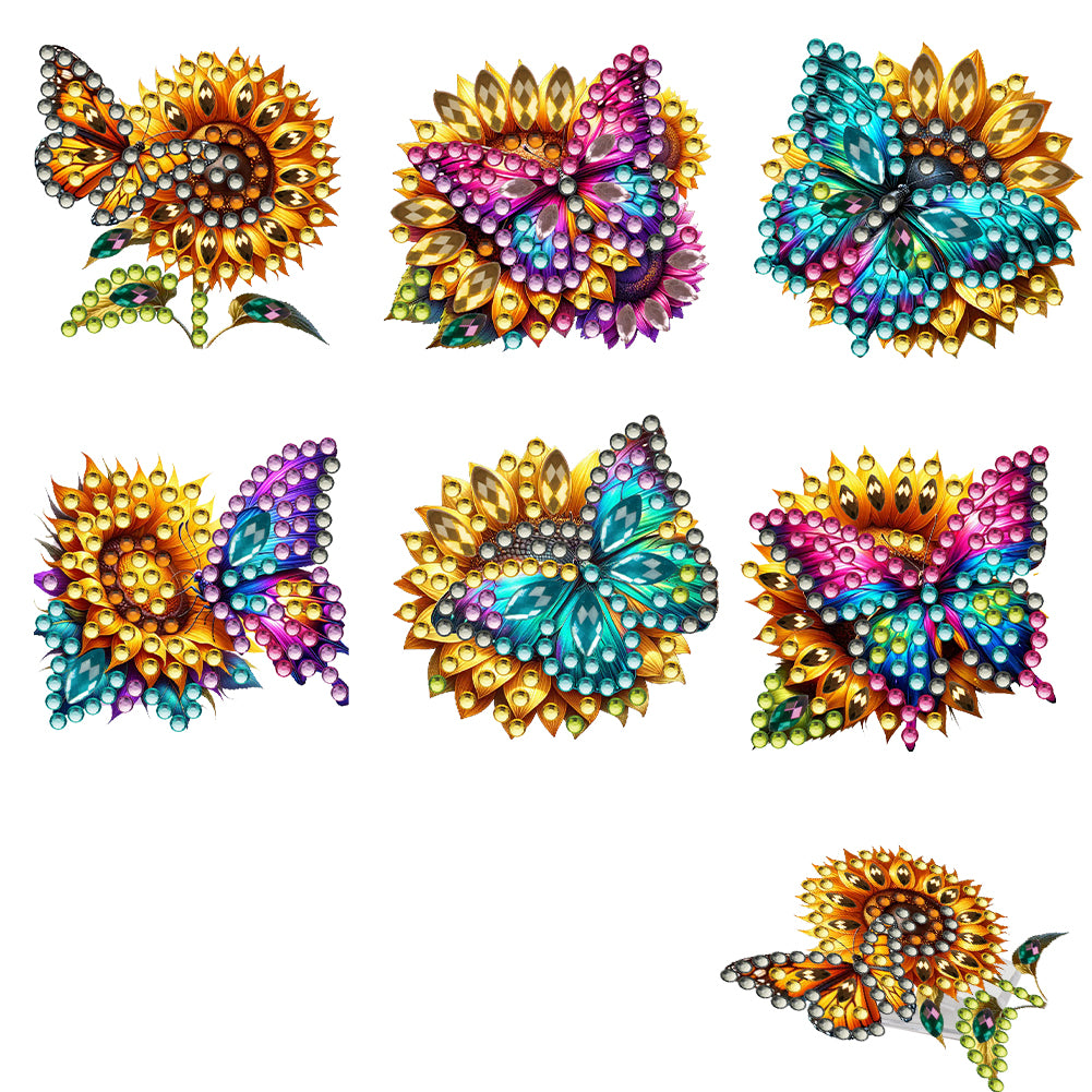 6Pcs Sunflower Buttefly Acrylic Diamond Art Wall Clips for Poster Photo Light